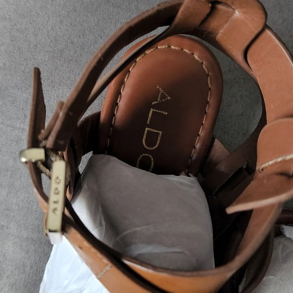 Aldo Women Studded Leather Flat Sandals - Picture 7 of 10